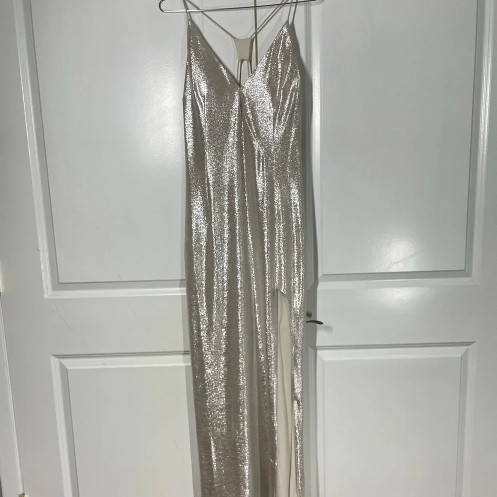 Aidan Mattox Silver Column Dress size 14 NWT - Picture 6 of 13